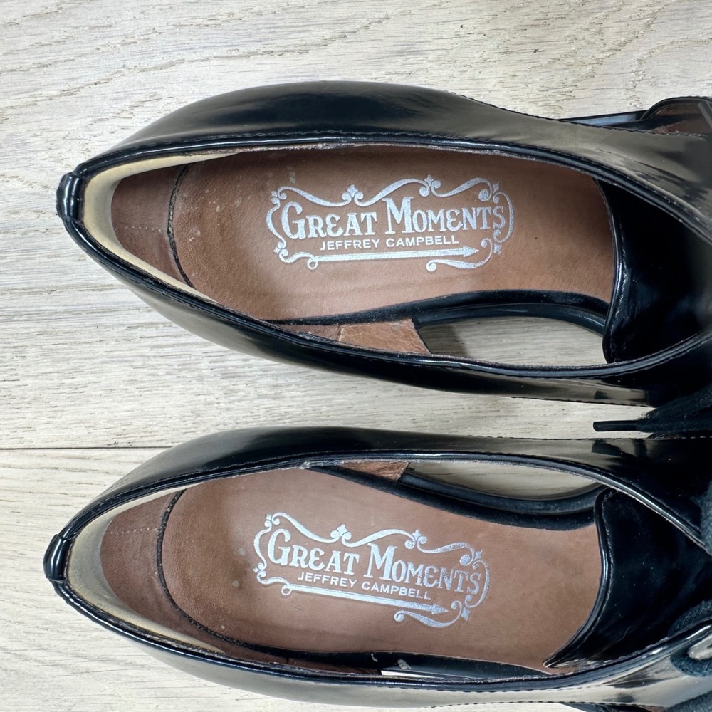 Jeffrey Campbell Great Moments Rossdale Oxfords Women 8 Black Leather Cutout - Picture 10 of 12